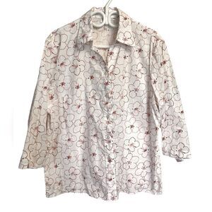 Mulberry Linen Button Down Floral Blouse Size 18